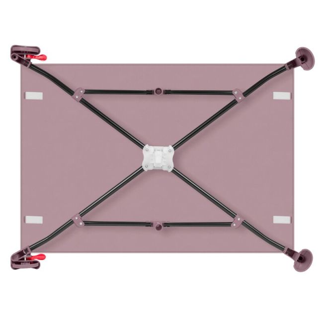 Patut pliant, Lionelo, Laura, 102 x 74 cm, Cu doua nivele, Functie de tarc, Cu roti, Include salteluta si geanta de transport, Pereti din plasa, Deschidere laterala, Pana la 15 kg, 0 luni +, Roz BYNLO-LAURA_PINK_NUDE
