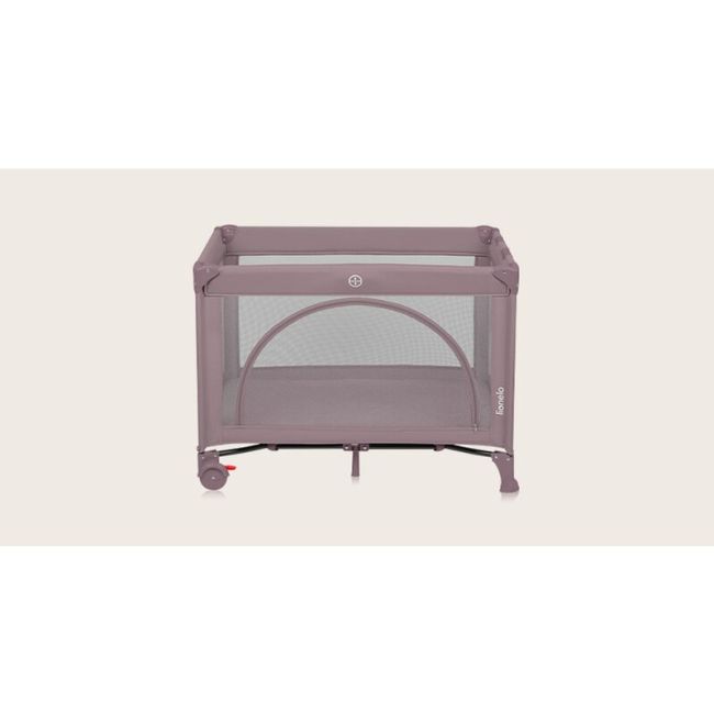 Patut pliant, Lionelo, Laura, 102 x 74 cm, Cu doua nivele, Functie de tarc, Cu roti, Include salteluta si geanta de transport, Pereti din plasa, Deschidere laterala, Pana la 15 kg, 0 luni +, Roz BYNLO-LAURA_PINK_NUDE