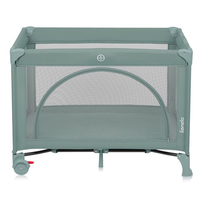 Patut pliant, Lionelo, Laura, 102 x 74 cm, Cu doua nivele, Functie de tarc, Cu roti, Include salteluta si geanta de transport, Pereti din plasa, Deschidere laterala, Pana la 15 kg, 0 luni +, Verde BYNLO-LAURA_GREEN_SAGE