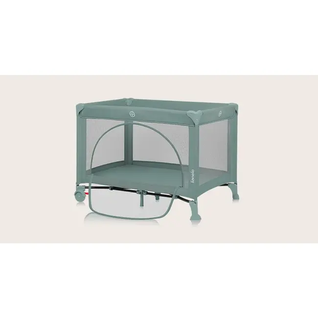 Patut pliant, Lionelo, Laura, 102 x 74 cm, Cu doua nivele, Functie de tarc, Cu roti, Include salteluta si geanta de transport, Pereti din plasa, Deschidere laterala, Pana la 15 kg, 0 luni +, Verde BYNLO-LAURA_GREEN_SAGE