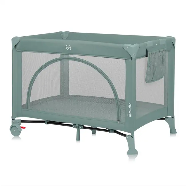 Patut pliant, Lionelo, Laura, 102 x 74 cm, Cu doua nivele, Functie de tarc, Cu roti, Include salteluta si geanta de transport, Pereti din plasa, Deschidere laterala, Pana la 15 kg, 0 luni +, Verde BYNLO-LAURA_GREEN_SAGE