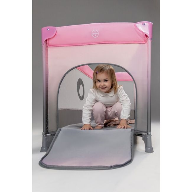 Patut pliant, Lionelo, Stefi, Cu un nivel, Cu intrare laterala cu fermoar, 2 roti, 120x60 cm, Conform cu standardul european de securitate EN 716, Albastru BYNLO-STEFI_BLUE_GREY