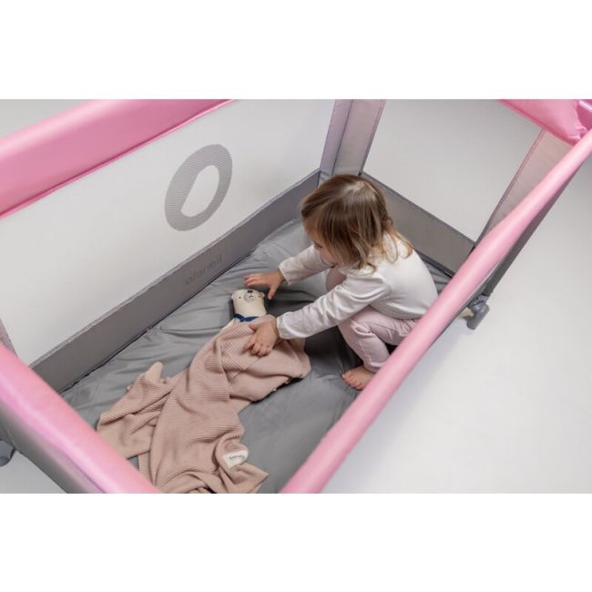 Patut pliant, Lionelo, Stefi, Cu un nivel, Cu intrare laterala cu fermoar, 2 roti, 120x60 cm, Conform cu standardul european de securitate EN 716, Albastru BYNLO-STEFI_BLUE_GREY