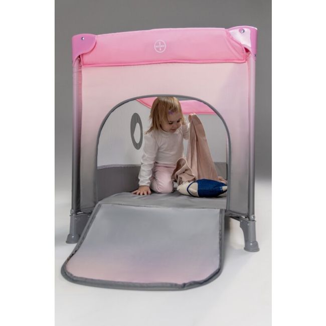 Patut pliant, Lionelo, Stefi, Cu un nivel, Cu intrare laterala cu fermoar, 2 roti, 120x60 cm, Conform cu standardul european de securitate EN 716, Albastru BYNLO-STEFI_BLUE_GREY