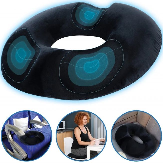 Perna Colac pentru hemoroizi, epiziotomie, de sezut | perna antihemoroizi - Culoare Negru | Donut SPTPSDN000