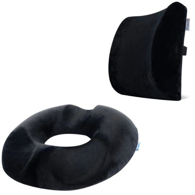Set Perne Ortopedice | Perna lombara Suporto si Perna sezut Suporto®️ Donut din spuma cu memorie| Culoare Negru SPTSETDNL1NR0