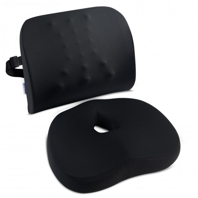 Set perna sezut compact si perna lombara, Suporto®️ culoare negru SPTSETPSE2L4N