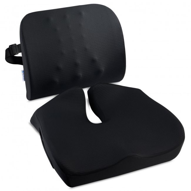 Set perna sezut confort si perna lombara compact, Suporto®️culoare negru SPTSETPSE3L4N