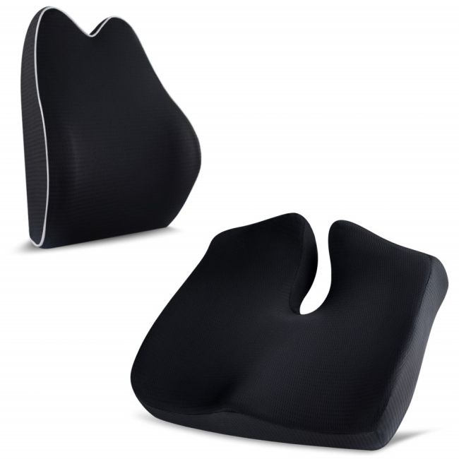 Set perna sezut si perna lombara, Suporto®️ Confort, culoare negru SPTSETPSE3L30