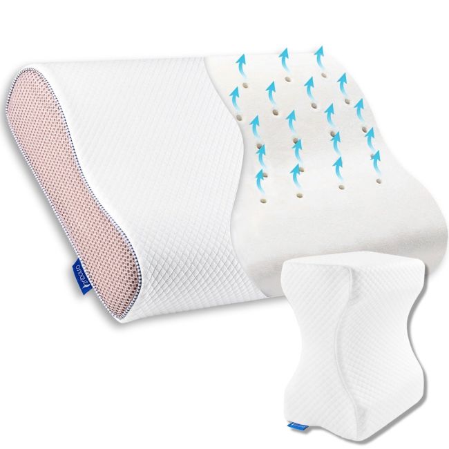 Set perne pentru dormit Suporto®️, perna ortopedica cu perforatii si perna pentru genunchi SPTSETPDPPGE00