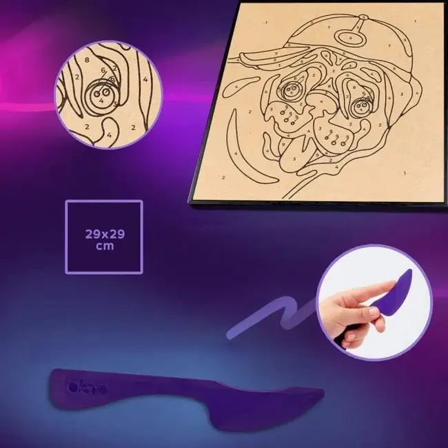 Set pictura cu argila usoara, 29*29 cm - Pug Dog KRTOK20029