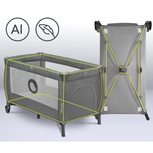  Patut pliant, Lionelo, Stefi Plus, Cu doua nivele, Cu intrare laterala cu fermoar, 2 roti, 120 x 60 cm, Conform cu standardul european de securitate EN 716, Roz BYNLO-STEFI_PLUS_PINK_MAGNOLIA