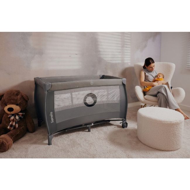  Patut pliant, Lionelo, Stefi Plus, Cu doua nivele, Cu intrare laterala cu fermoar, 2 roti, 120 x 60 cm, Conform cu standardul european de securitate EN 716, Roz BYNLO-STEFI_PLUS_PINK_MAGNOLIA