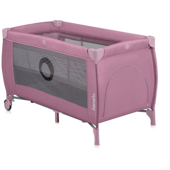  Patut pliant, Lionelo, Stefi Plus, Cu doua nivele, Cu intrare laterala cu fermoar, 2 roti, 120 x 60 cm, Conform cu standardul european de securitate EN 716, Roz BYNLO-STEFI_PLUS_PINK_MAGNOLIA