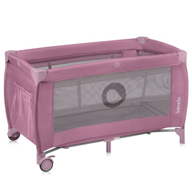  Patut pliant, Lionelo, Stefi Plus, Cu doua nivele, Cu intrare laterala cu fermoar, 2 roti, 120 x 60 cm, Conform cu standardul european de securitate EN 716, Roz BYNLO-STEFI_PLUS_PINK_MAGNOLIA