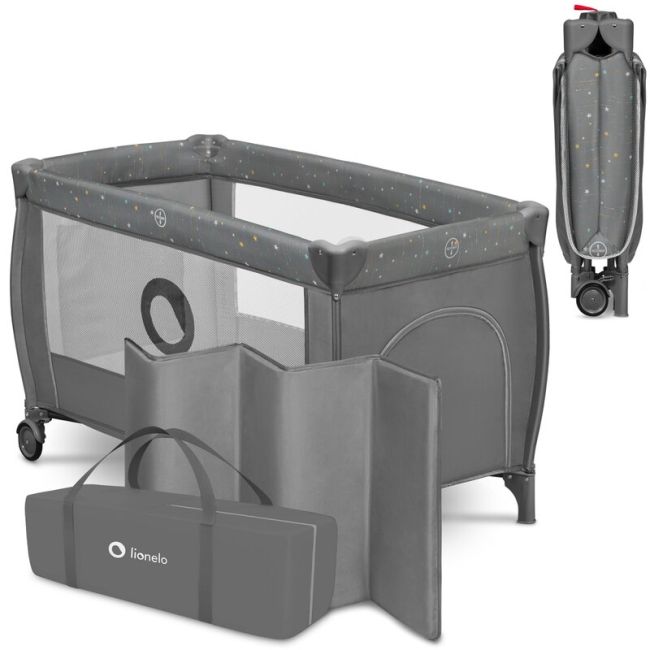  Patut pliant, Lionelo, Stefi Plus, Cu doua nivele, Cu intrare laterala cu fermoar, 2 roti, 120 x 60 cm, Conform cu standardul european de securitate EN 716, Roz BYNLO-STEFI_PLUS_PINK_MAGNOLIA