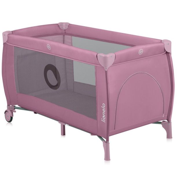  Patut pliant, Lionelo, Stefi Plus, Cu doua nivele, Cu intrare laterala cu fermoar, 2 roti, 120 x 60 cm, Conform cu standardul european de securitate EN 716, Roz BYNLO-STEFI_PLUS_PINK_MAGNOLIA