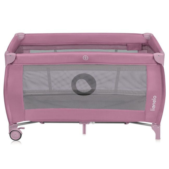  Patut pliant, Lionelo, Stefi Plus, Cu doua nivele, Cu intrare laterala cu fermoar, 2 roti, 120 x 60 cm, Conform cu standardul european de securitate EN 716, Roz BYNLO-STEFI_PLUS_PINK_MAGNOLIA