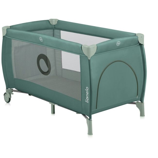  Patut pliant, Lionelo, Stefi Plus, Cu doua nivele, Cu intrare laterala cu fermoar, 2 roti, 120 x 60 cm, Conform cu standardul european de securitate EN 716, Verde Olive BYNLO-STEFI_PLUS_GREEN_OLIVE