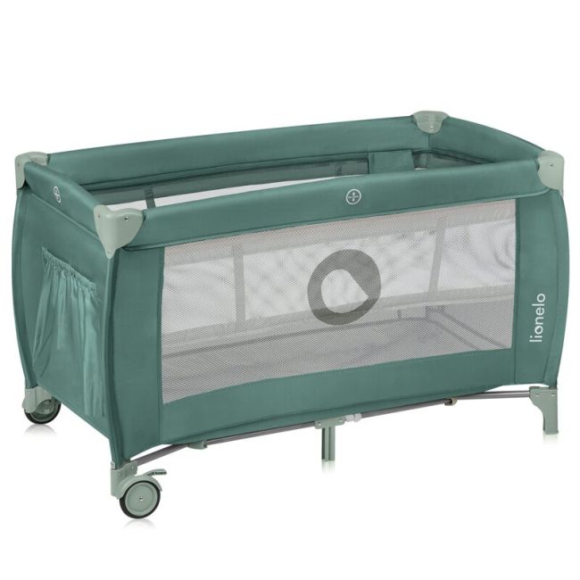  Patut pliant, Lionelo, Stefi Plus, Cu doua nivele, Cu intrare laterala cu fermoar, 2 roti, 120 x 60 cm, Conform cu standardul european de securitate EN 716, Verde Olive BYNLO-STEFI_PLUS_GREEN_OLIVE