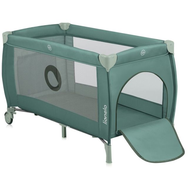  Patut pliant, Lionelo, Stefi Plus, Cu doua nivele, Cu intrare laterala cu fermoar, 2 roti, 120 x 60 cm, Conform cu standardul european de securitate EN 716, Verde Olive BYNLO-STEFI_PLUS_GREEN_OLIVE