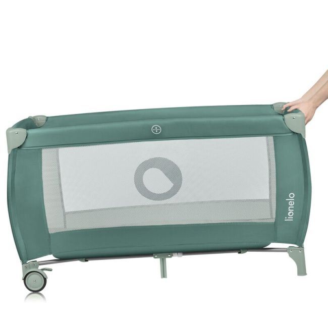  Patut pliant, Lionelo, Stefi Plus, Cu doua nivele, Cu intrare laterala cu fermoar, 2 roti, 120 x 60 cm, Conform cu standardul european de securitate EN 716, Verde Olive BYNLO-STEFI_PLUS_GREEN_OLIVE
