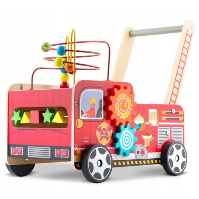 Antemergator din lemn tip masina de pompieri si diverse activitati, 48 x 27.5 x 40.5 cm, ricokids rk-873 edeedi787301
