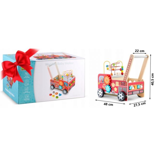 Antemergator din lemn tip masina de pompieri si diverse activitati, 48 x 27.5 x 40.5 cm, ricokids rk-873 edeedi787301