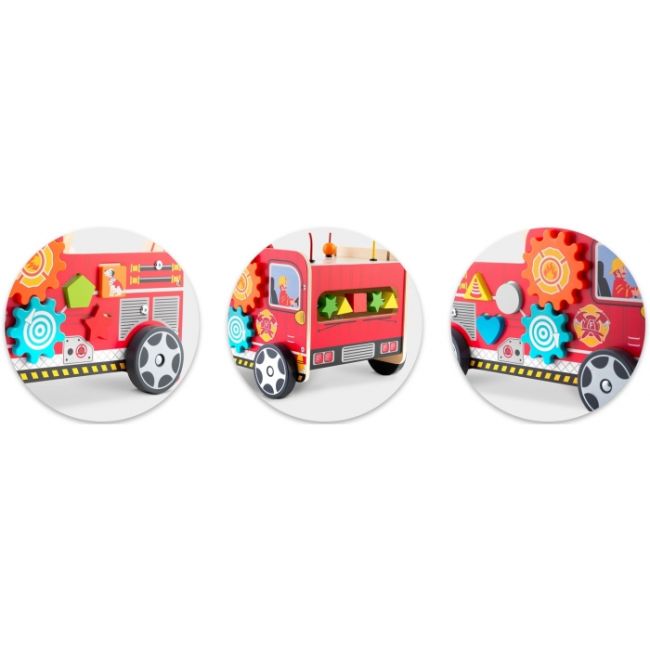 Antemergator din lemn tip masina de pompieri si diverse activitati, 48 x 27.5 x 40.5 cm, ricokids rk-873 edeedi787301