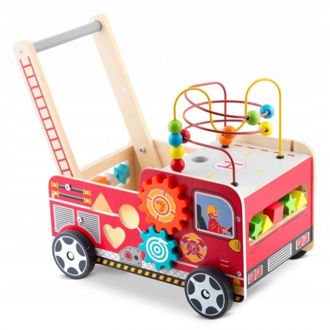 Antemergator din lemn tip masina de pompieri si diverse activitati, 48 x 27.5 x 40.5 cm, ricokids rk-873 edeedi787301