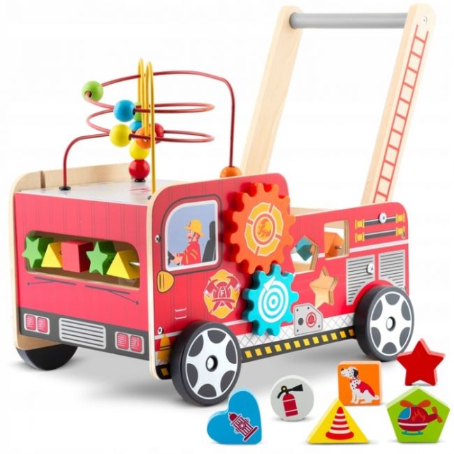 Antemergator din lemn tip masina de pompieri si diverse activitati, 48 x 27.5 x 40.5 cm, ricokids rk-873 edeedi787301