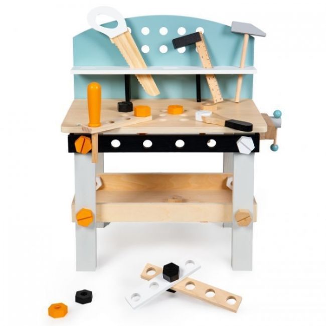 Banc de lucru din lemn pentru copii cu 38 accesorii ecotoys 1178 edeedi1178