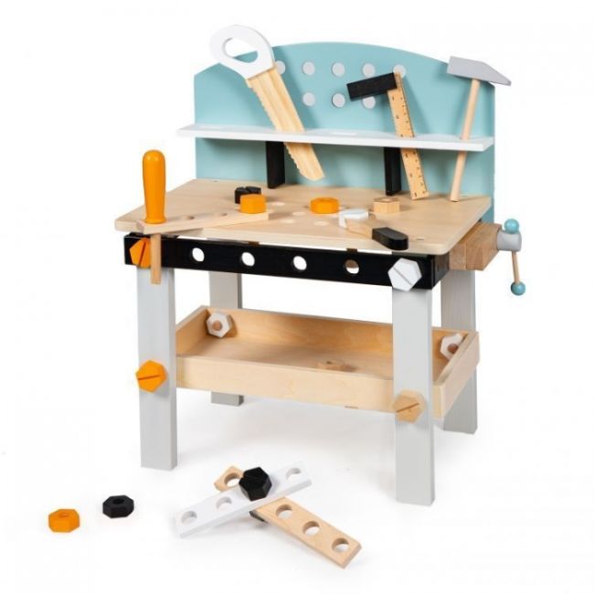 Banc de lucru din lemn pentru copii cu 38 accesorii ecotoys 1178 edeedi1178
