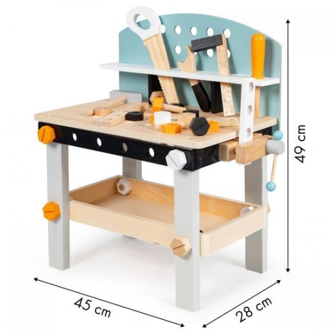 Banc de lucru din lemn pentru copii cu 38 accesorii ecotoys 1178 edeedi1178