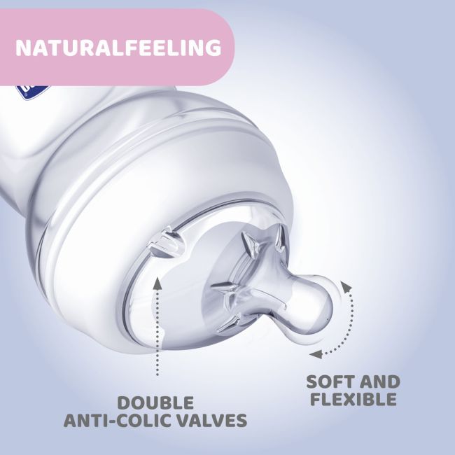 Biberon Chicco Natural Feeling PP, 250ml, unisex, tetina s., 2luni+, 0%BPA CHC8132330-7