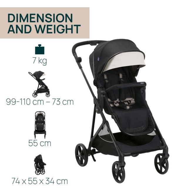 Carucior copii 3 in 1 Chicco Seety, cu scaun auto Kory Plus I-Size, EtnaBlack (Negru), 0luni+ CHC8709707+8709807+8714645-8