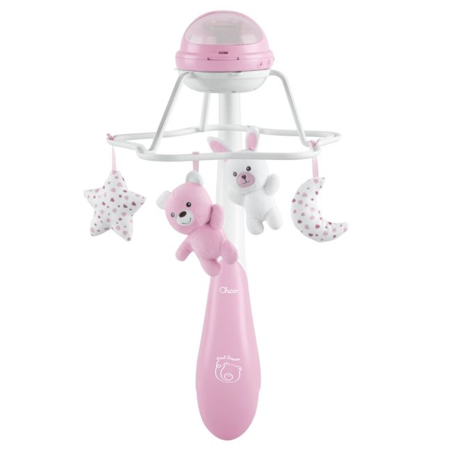Carusel muzical 3 in 1 Chicco Rainbow cu proiectie, roz, 0 luni+ CHC1104110-1