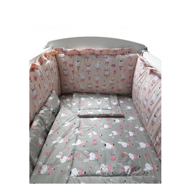 Lenjerie Dancing Bunny Gray-Pink 4+1 piese 120x60 cm MYK00089195