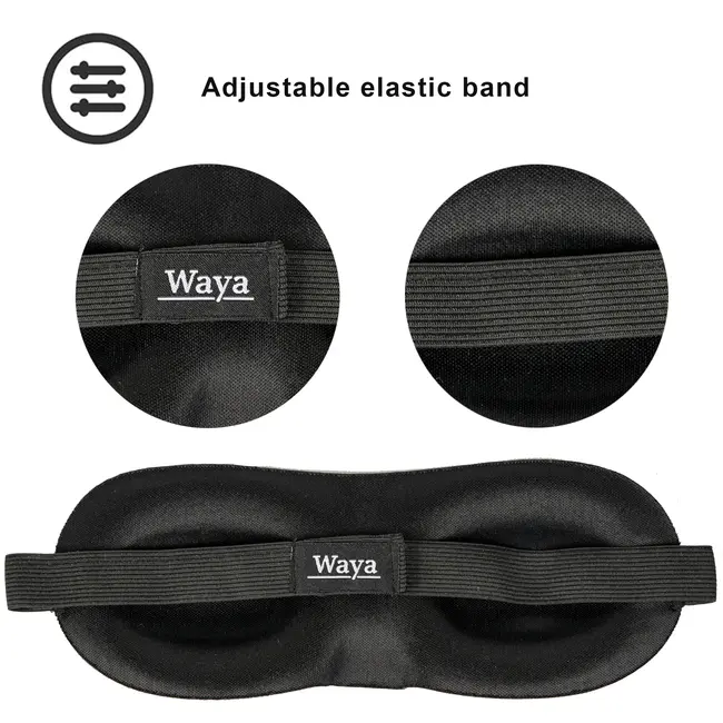 Masca de dormit, 3D, WAYA, Reglabila, 100% lumina blocata, Negru EKDEM-3D02
