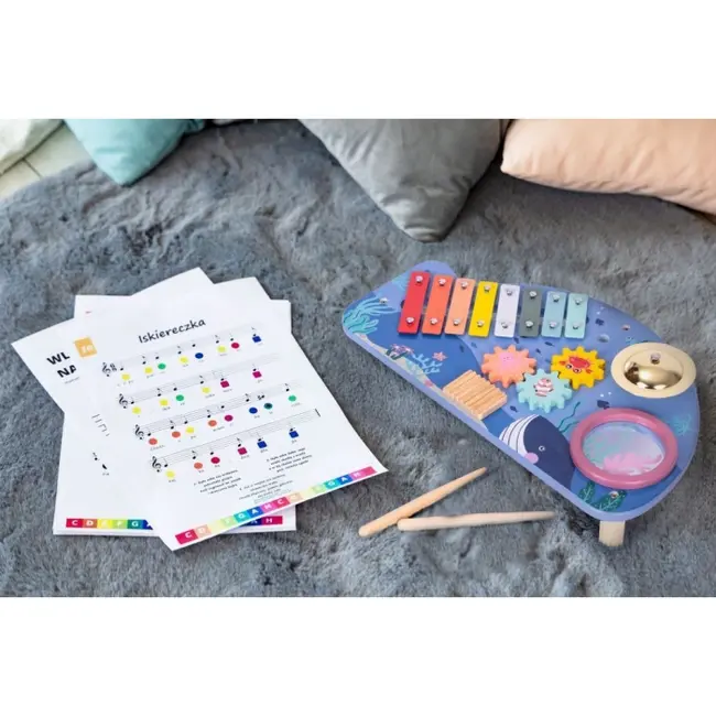 Masuta din lemn cu instrumente muzicale ecotoys tl204013 edeeditl204013