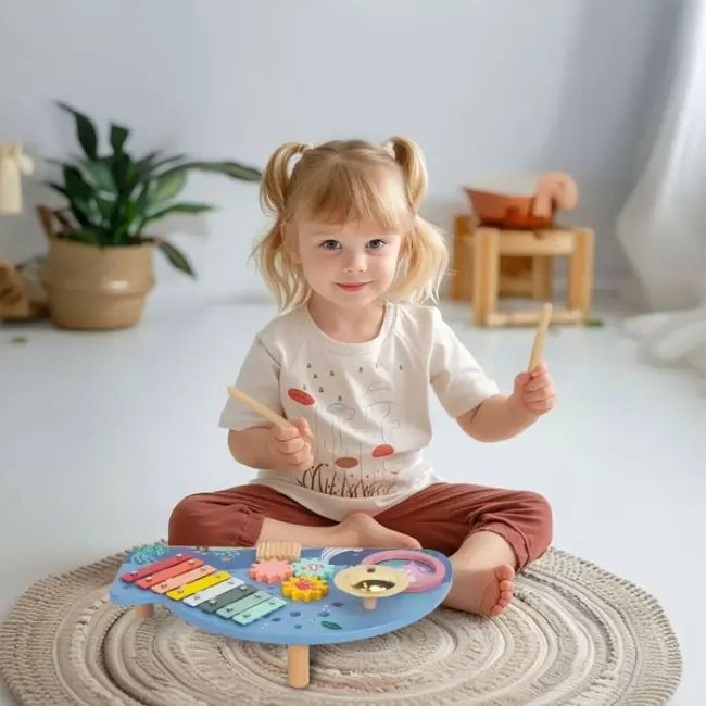 Masuta din lemn cu instrumente muzicale ecotoys tl204013 edeeditl204013