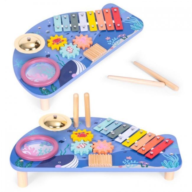 Masuta din lemn cu instrumente muzicale ecotoys tl204013 edeeditl204013