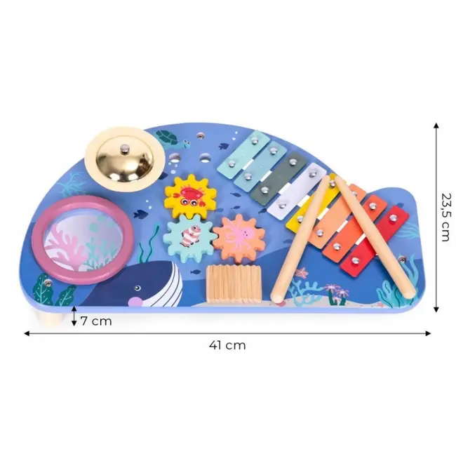 Masuta din lemn cu instrumente muzicale ecotoys tl204013 edeeditl204013