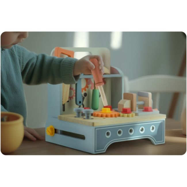 Mini atelier de lucru din lemn cu accesorii incluse, 30 x 25 x 30 cm, ricokids rk-877 edeedi787700