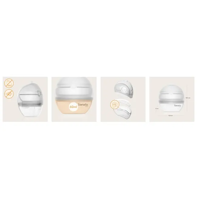 Pompa de san si colector de lapte, Lionelo, Milky 2 in 1, Volum 60 ml, Forma anatomica, Compataibila cu utilizarea cu sutien, Fara bisfenol A, Portabila, Alb BYNLOC-MILKY_2IN1