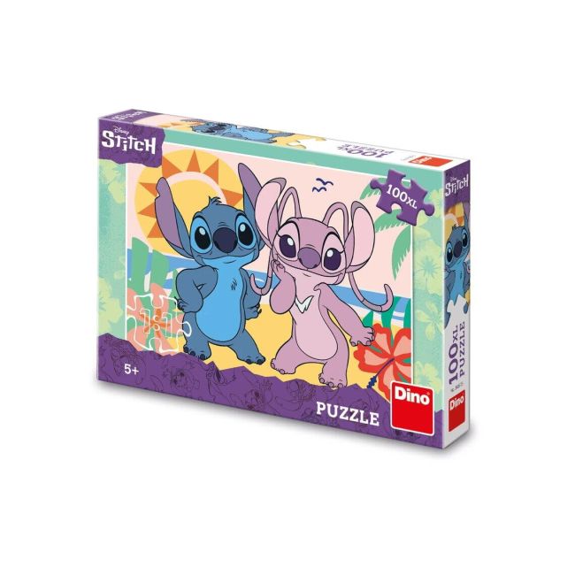 Puzzle xl - stitch si angel la plaja (100 piese)
