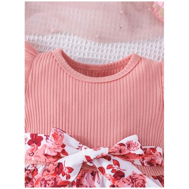 Rochita roz pudra cu imprimeu floral mbtu126-r2