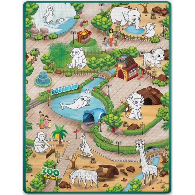 Salteluta de joaca 120 x 92 x 0.3 cm si un set de 80 markere colorate ricokids - zoo edeedi734400-791201