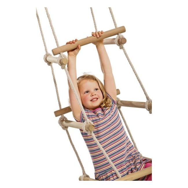 Scară de cățărat pătrată cu 4 laturi kbt, cu frânghie pp, prindere sigură și trepte din lemn tratat - okekbt320.003.072.001