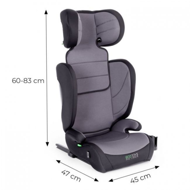 Scaun auto cu isofix ecotoys, grupa 100-150 cm, i-size, omologare r129/03 - gri edeedic026